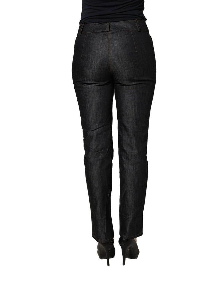 BENCIVENGA Black Cotton Mid Waist Skinny Denim Trouser Jeans