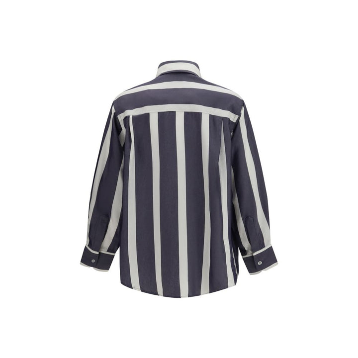 Cruna Blue Viscose Pattern Shirt
