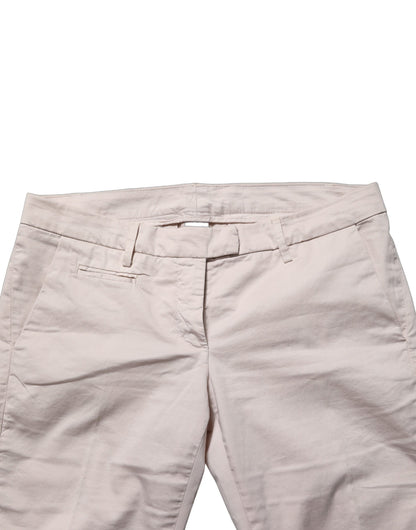 Versace Jeans Couture Beige Low Waist Tapered Women Cropped Trousers Pants