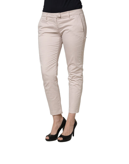 Versace Jeans Couture Beige Low Waist Tapered Women Cropped Trousers Pants
