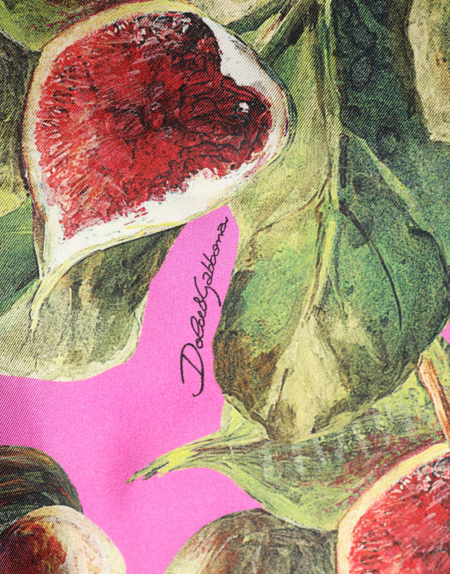 Dolce & Gabbana Fuchsia Fig Fruit Leaf Tapered Trouser Pants