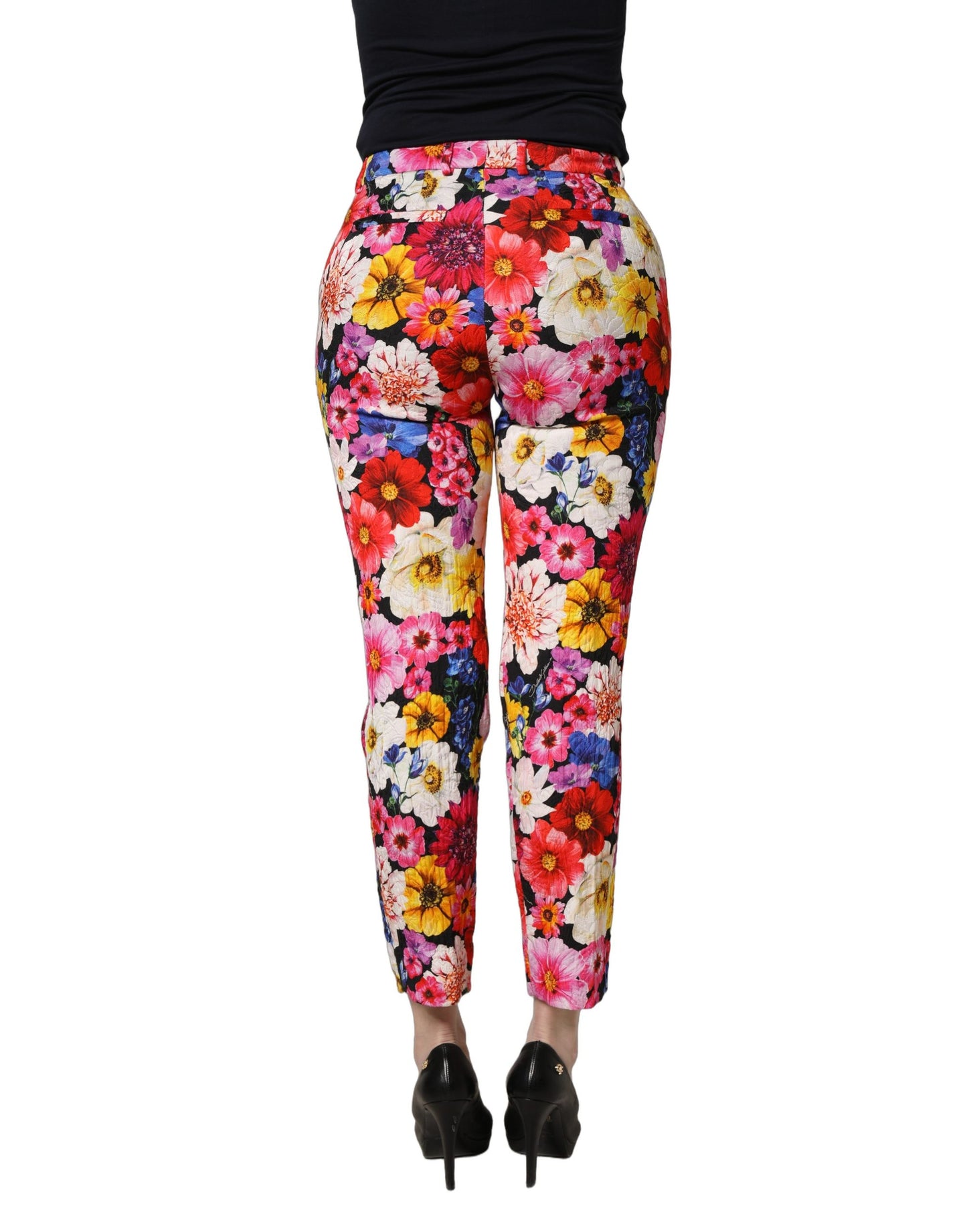 Dolce & Gabbana Multicolor Floral Print Tapered Trouser Pants