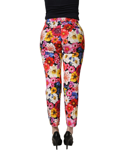 Dolce & Gabbana Multicolor Floral Print Tapered Trouser Pants