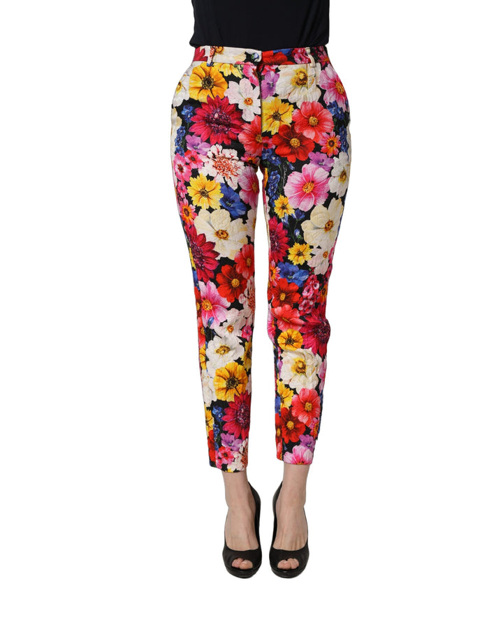 Dolce & Gabbana Multicolor Floral Print Tapered Trouser Pants