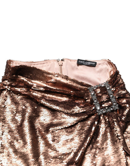 Dolce & Gabbana Rose Gold Embellished Sequinned Maxi Skirt