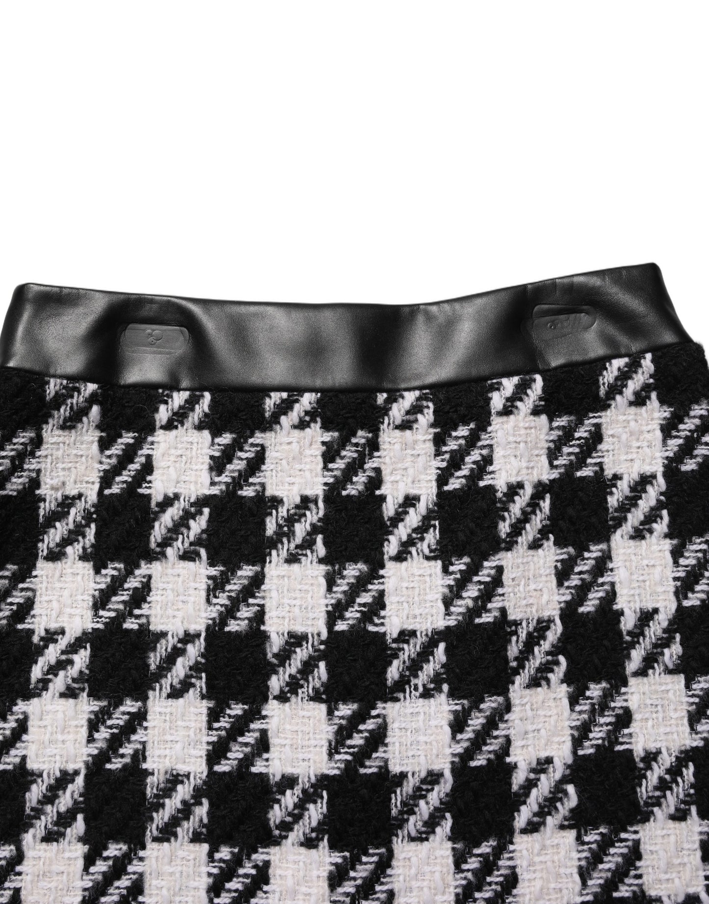Dolce & Gabbana Black White Tweed Houndstooth Mini Skirt
