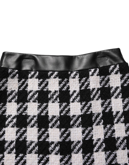 Dolce & Gabbana Black White Tweed Houndstooth Mini Skirt