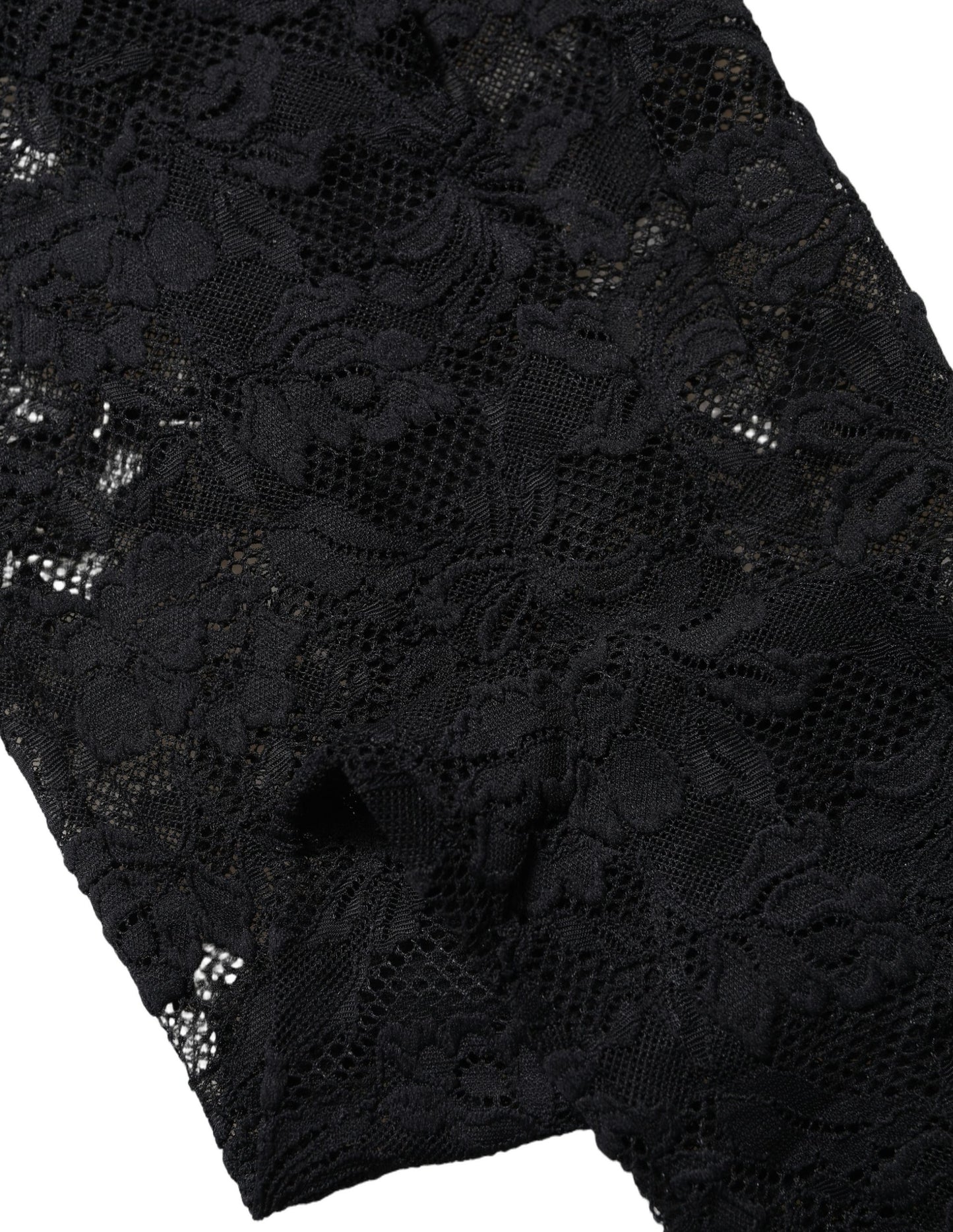 Dolce & Gabbana Black Floral Lace Thigh High Stockings Socks