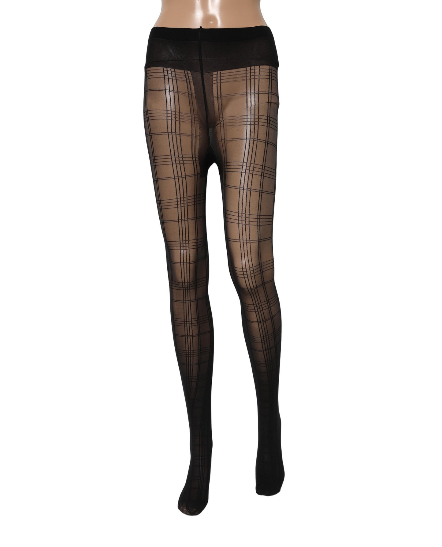 Dolce & Gabbana Black Nylon Tartan Pattern Tights Stockings Socks