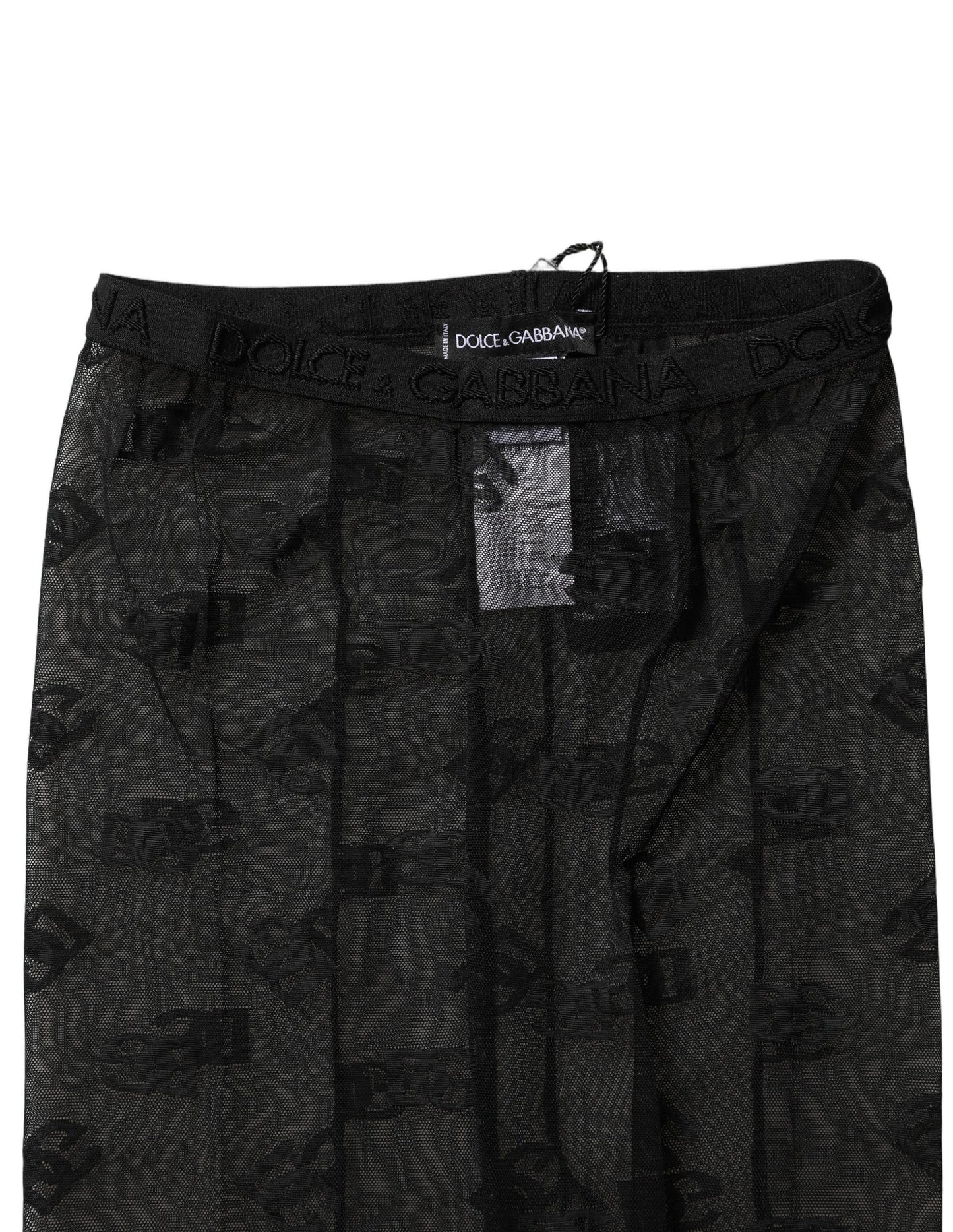 Dolce & Gabbana Black Nylon Logo Pattern Tights Stockings Socks