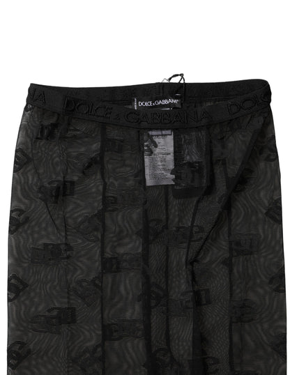 Dolce & Gabbana Black Nylon Logo Pattern Tights Stockings Socks