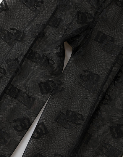 Dolce & Gabbana Black Nylon Logo Pattern Tights Stockings Socks