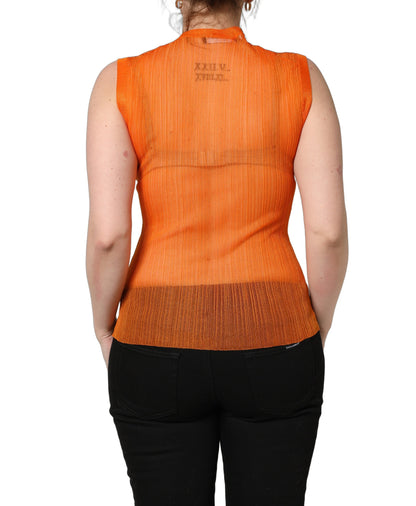 Dolce & Gabbana Blusa sin mangas con cuello redondo transparente naranja
