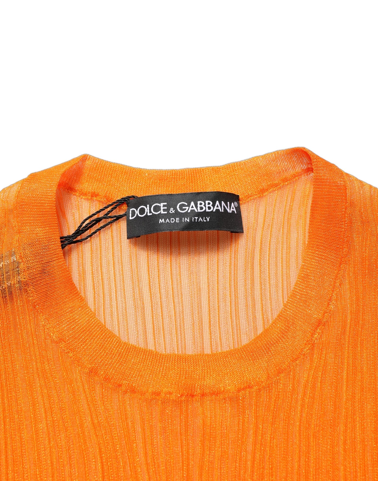 Dolce & Gabbana Blusa sin mangas con cuello redondo transparente naranja