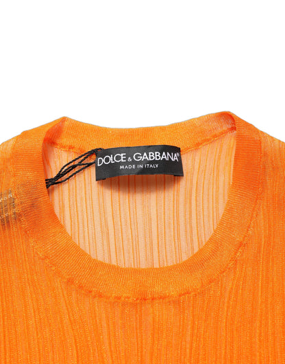 Dolce & Gabbana Blusa sin mangas con cuello redondo transparente naranja