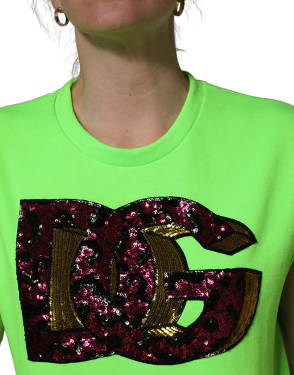 Débardeur en jersey Dolce & Gabbana vert fluo à sequins DG