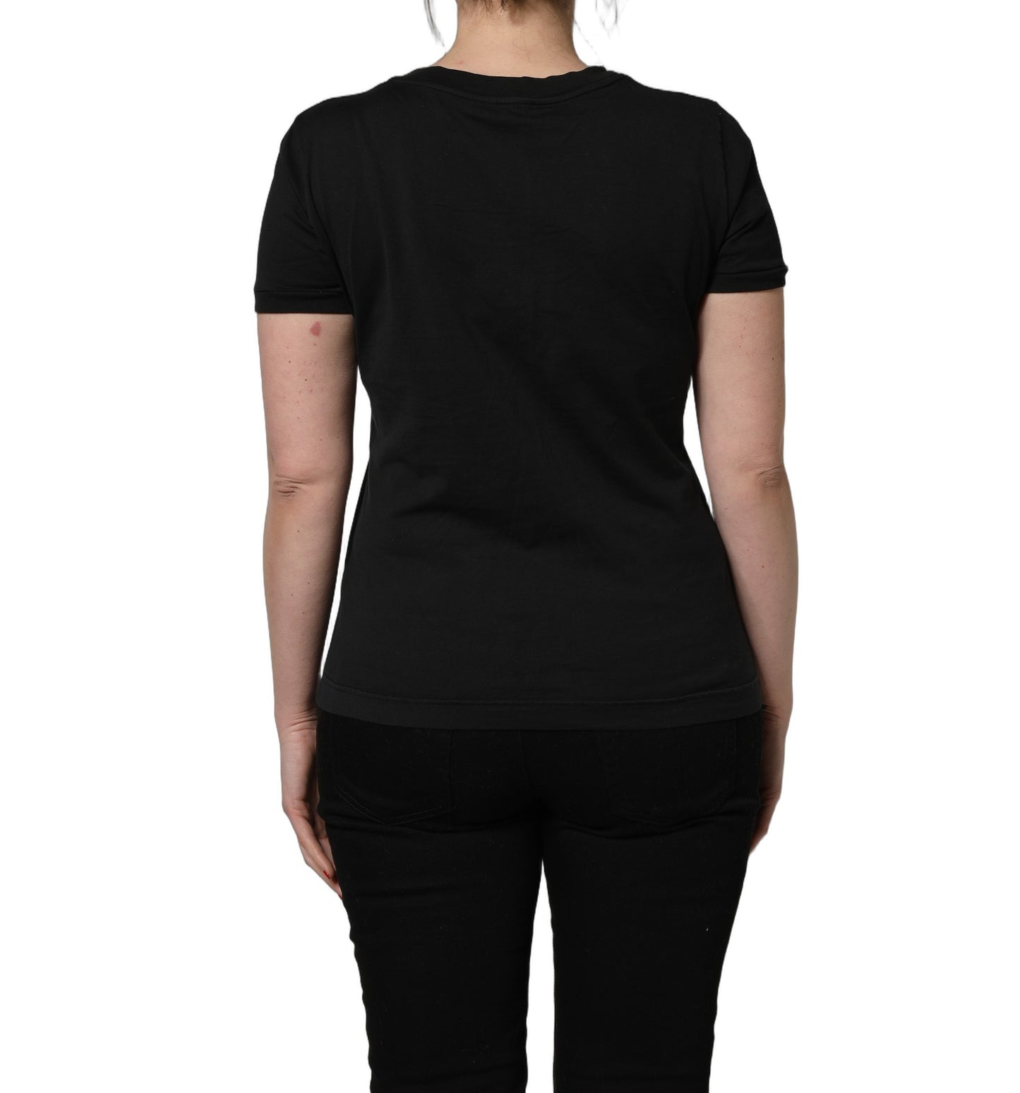 Camiseta de cuello redondo y manga corta de algodón negro Dolce & Gabbana