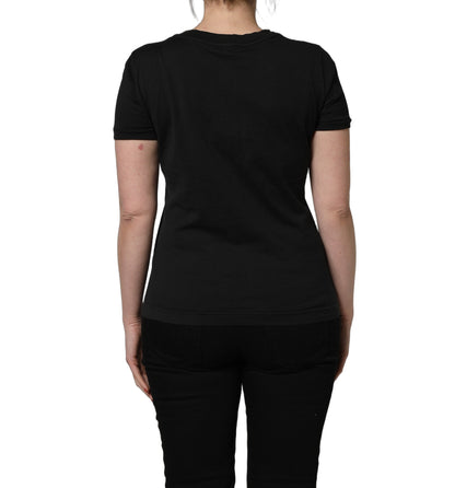 Camiseta de cuello redondo y manga corta de algodón negro Dolce & Gabbana