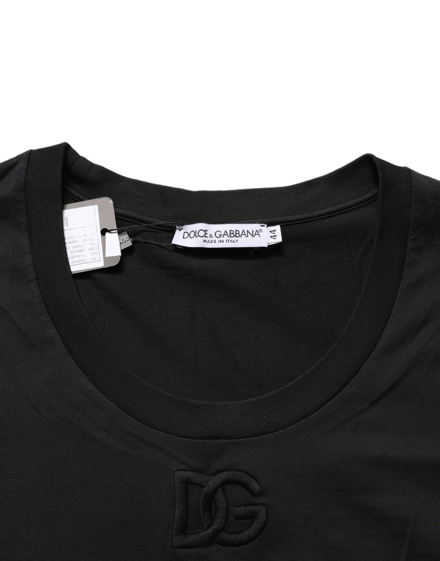 Camiseta de cuello redondo y manga corta de algodón negro Dolce & Gabbana