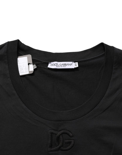 Camiseta de cuello redondo y manga corta de algodón negro Dolce & Gabbana