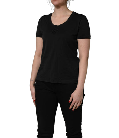 Camiseta de cuello redondo y manga corta de algodón negro Dolce & Gabbana