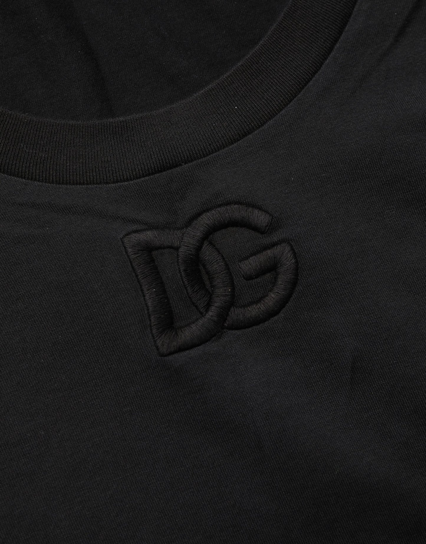 Camiseta de cuello redondo y manga corta de algodón negro Dolce & Gabbana