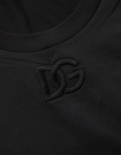 Camiseta de cuello redondo y manga corta de algodón negro Dolce & Gabbana