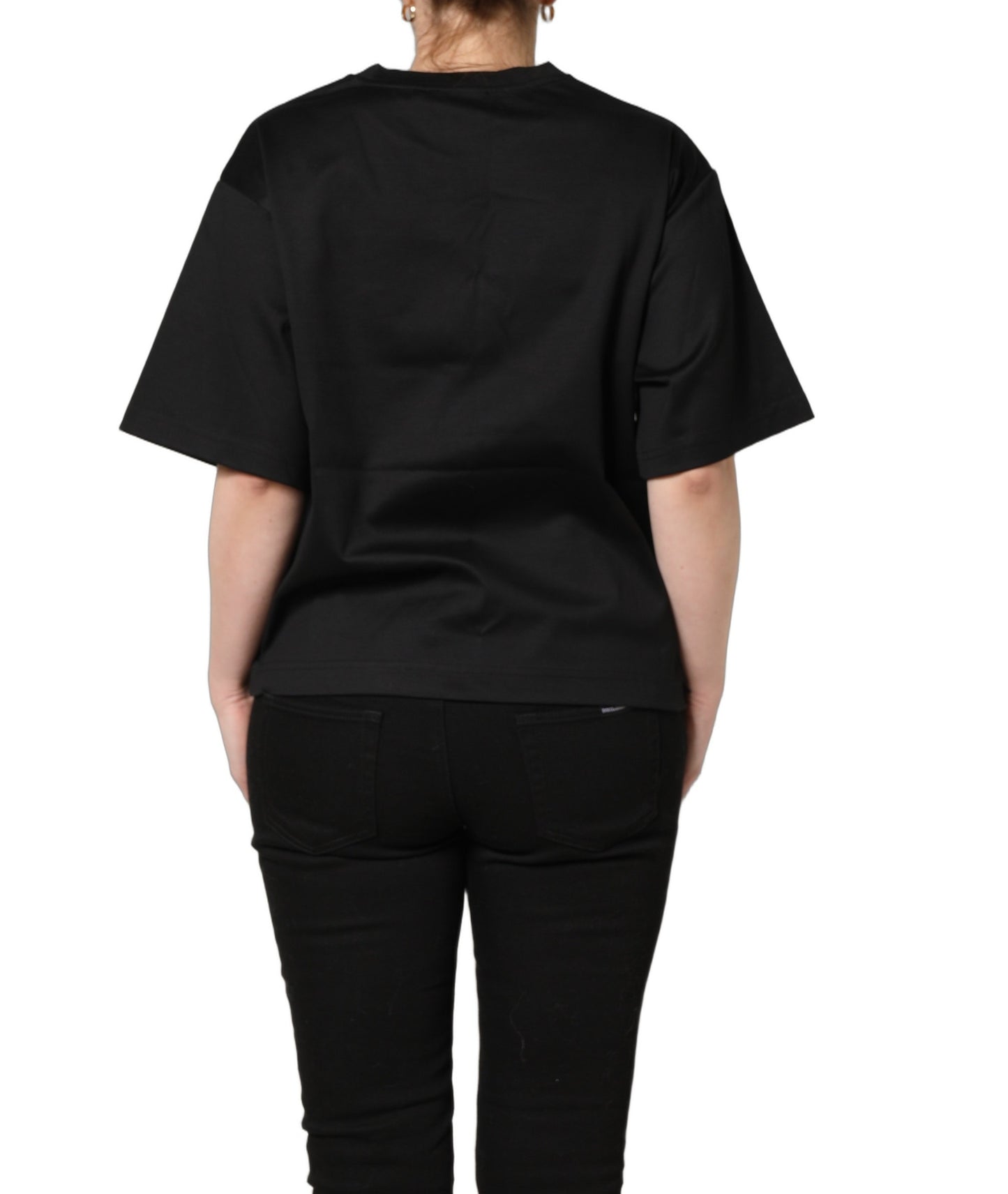 T-shirt Dolce & Gabbana noir en jersey à manches courtes, col rond et motif graphique