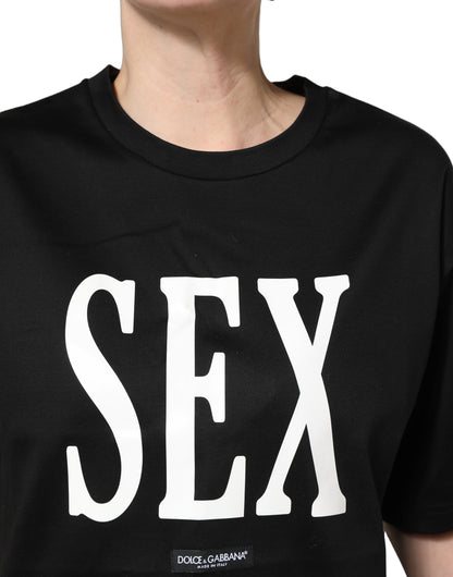 T-shirt Dolce & Gabbana noir en jersey à manches courtes, col rond et motif graphique