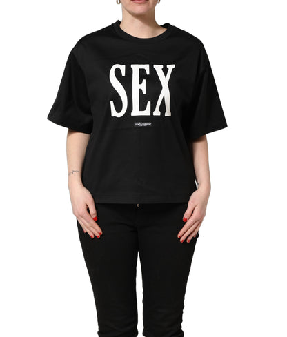 T-shirt Dolce & Gabbana noir en jersey à manches courtes, col rond et motif graphique