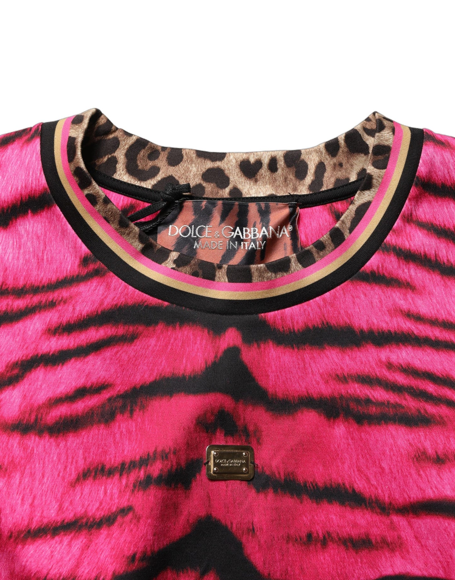 Dolce & Gabbana Pink Zebra Sleeveless Crew Neck Cropped T-shirt