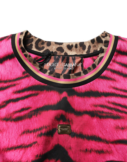 Dolce & Gabbana Pink Zebra Sleeveless Crew Neck Cropped T-shirt
