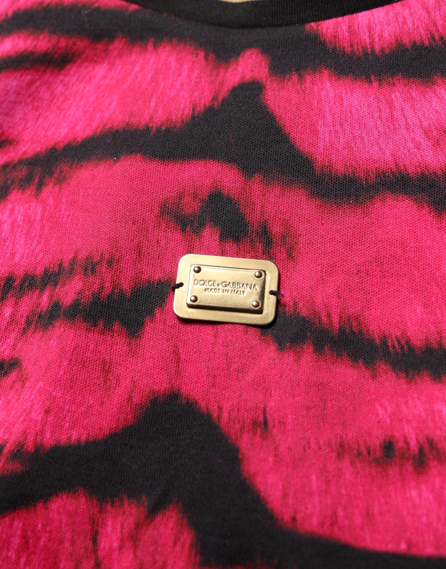 Dolce & Gabbana Pink Zebra Sleeveless Crew Neck Cropped T-shirt
