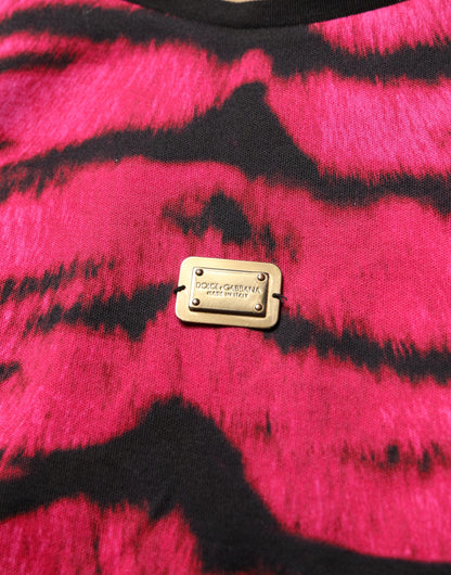 Dolce & Gabbana Pink Zebra Sleeveless Crew Neck Cropped T-shirt