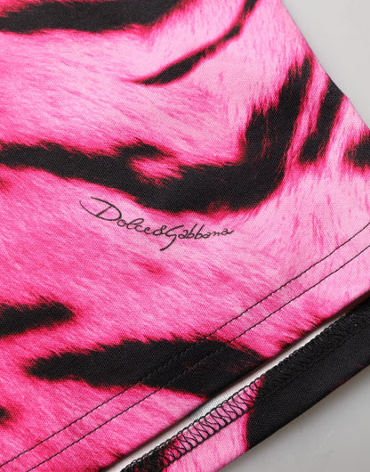 Dolce & Gabbana Pink Zebra Sleeveless Crew Neck Cropped T-shirt
