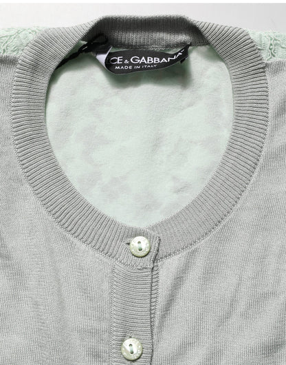 Gilet cardigan Dolce & Gabbana vert à manches longues et boutonnage frontal
