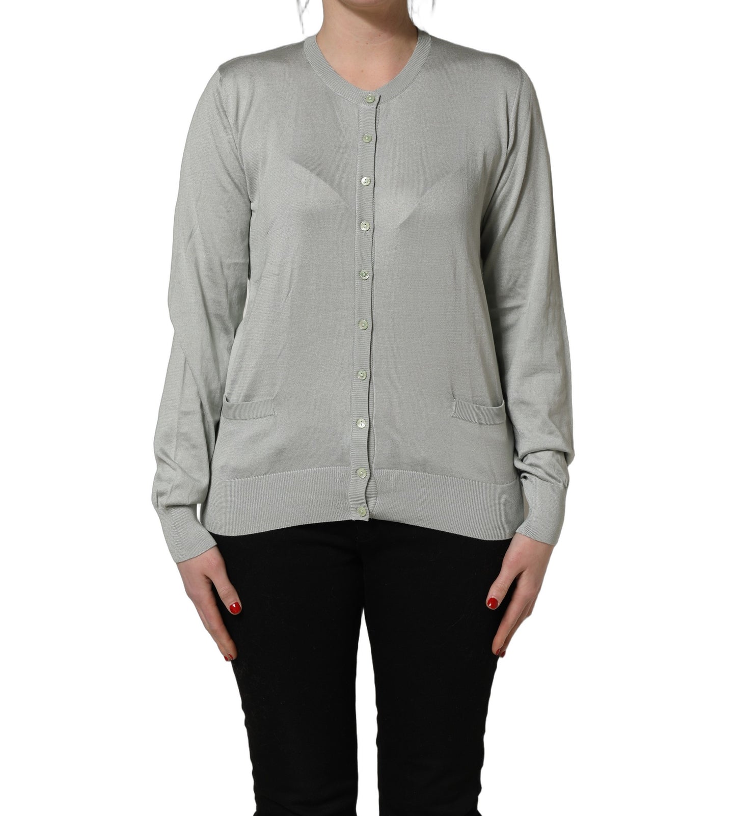 Gilet cardigan Dolce & Gabbana vert à manches longues et boutonnage frontal
