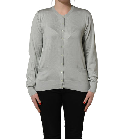 Gilet cardigan Dolce & Gabbana vert à manches longues et boutonnage frontal