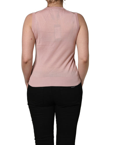 Débardeur sans manches en cachemire tricoté rose Dolce & Gabbana