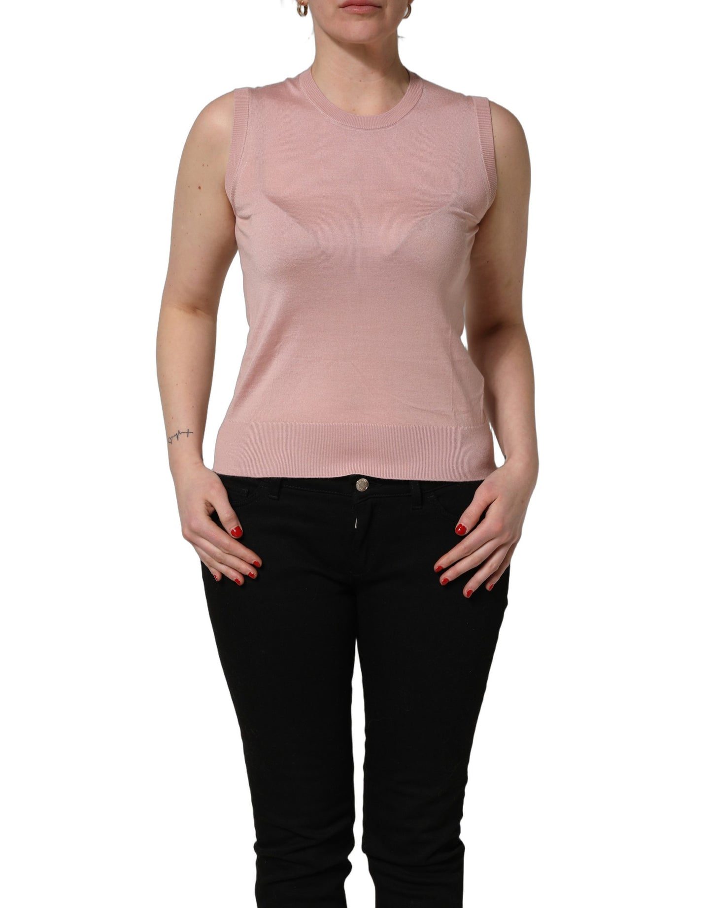 Débardeur sans manches en cachemire tricoté rose Dolce & Gabbana