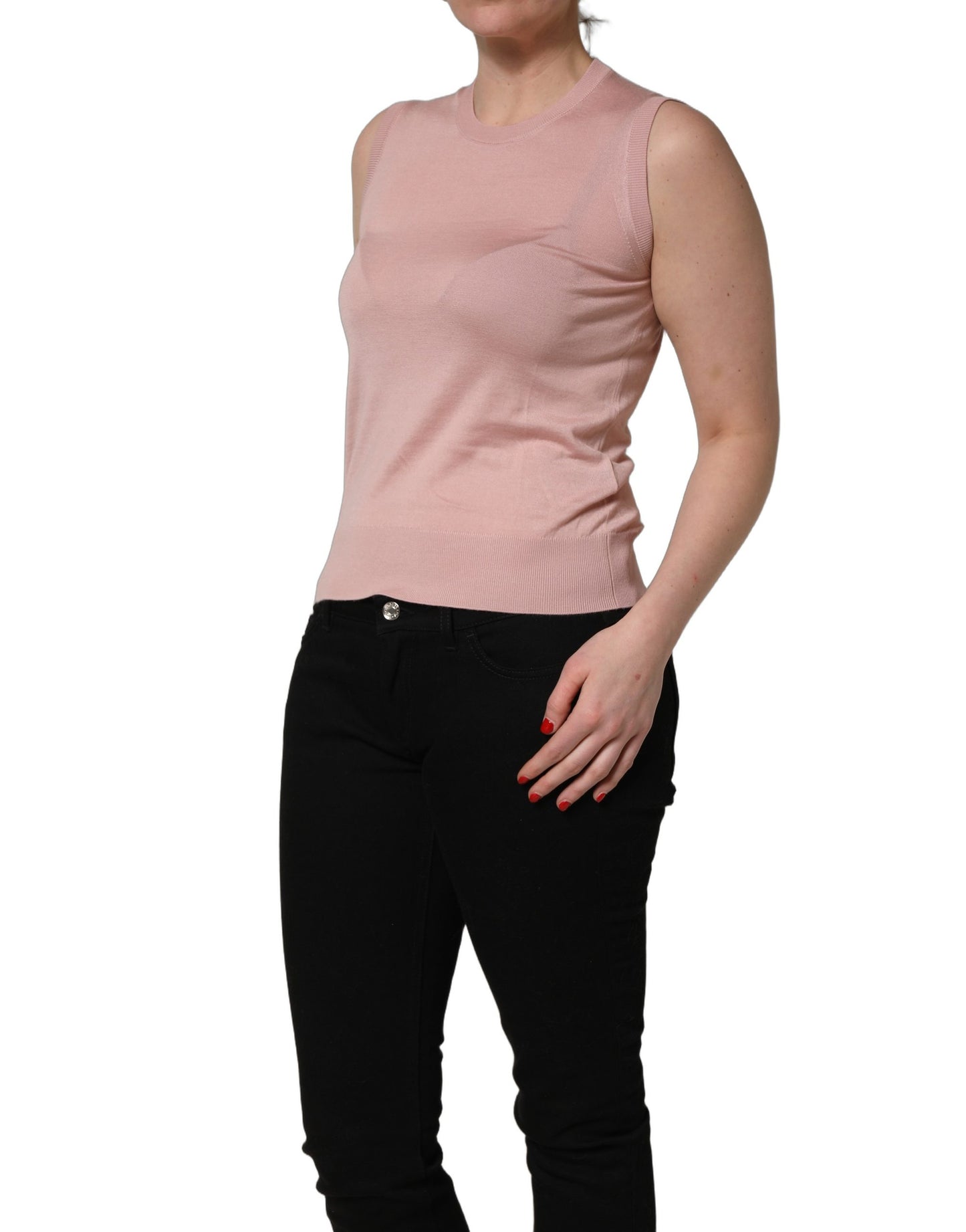 Débardeur sans manches en cachemire tricoté rose Dolce & Gabbana