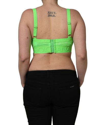 Top corto de bralette con ribete del logo y copa suave en verde neón de Dolce & Gabbana