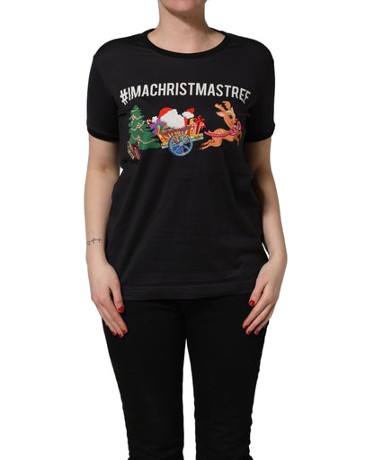 T-shirt en coton imprimé #IAMACHRISTMASTREE Dolce & Gabbana noir