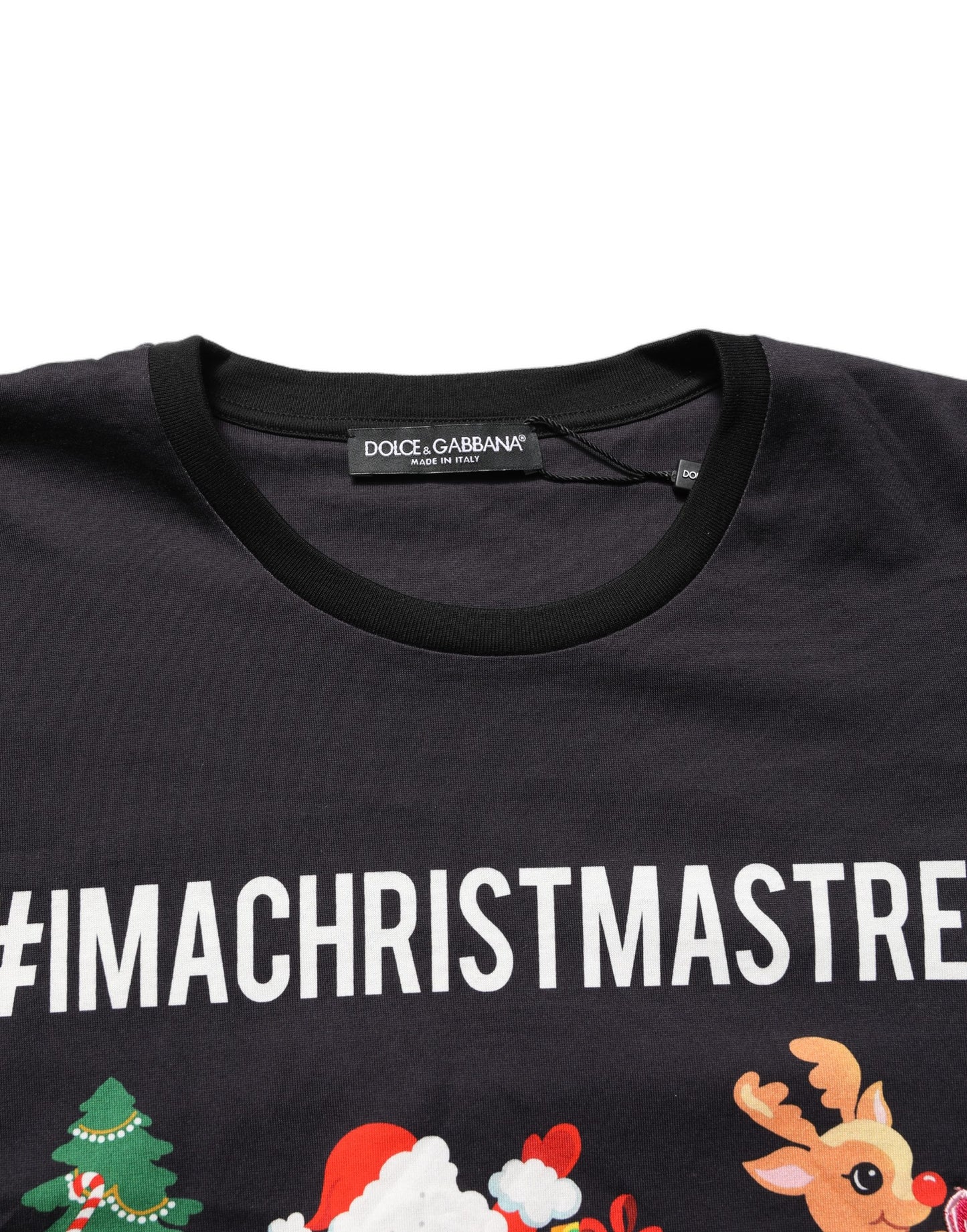 T-shirt en coton imprimé #IAMACHRISTMASTREE Dolce & Gabbana noir