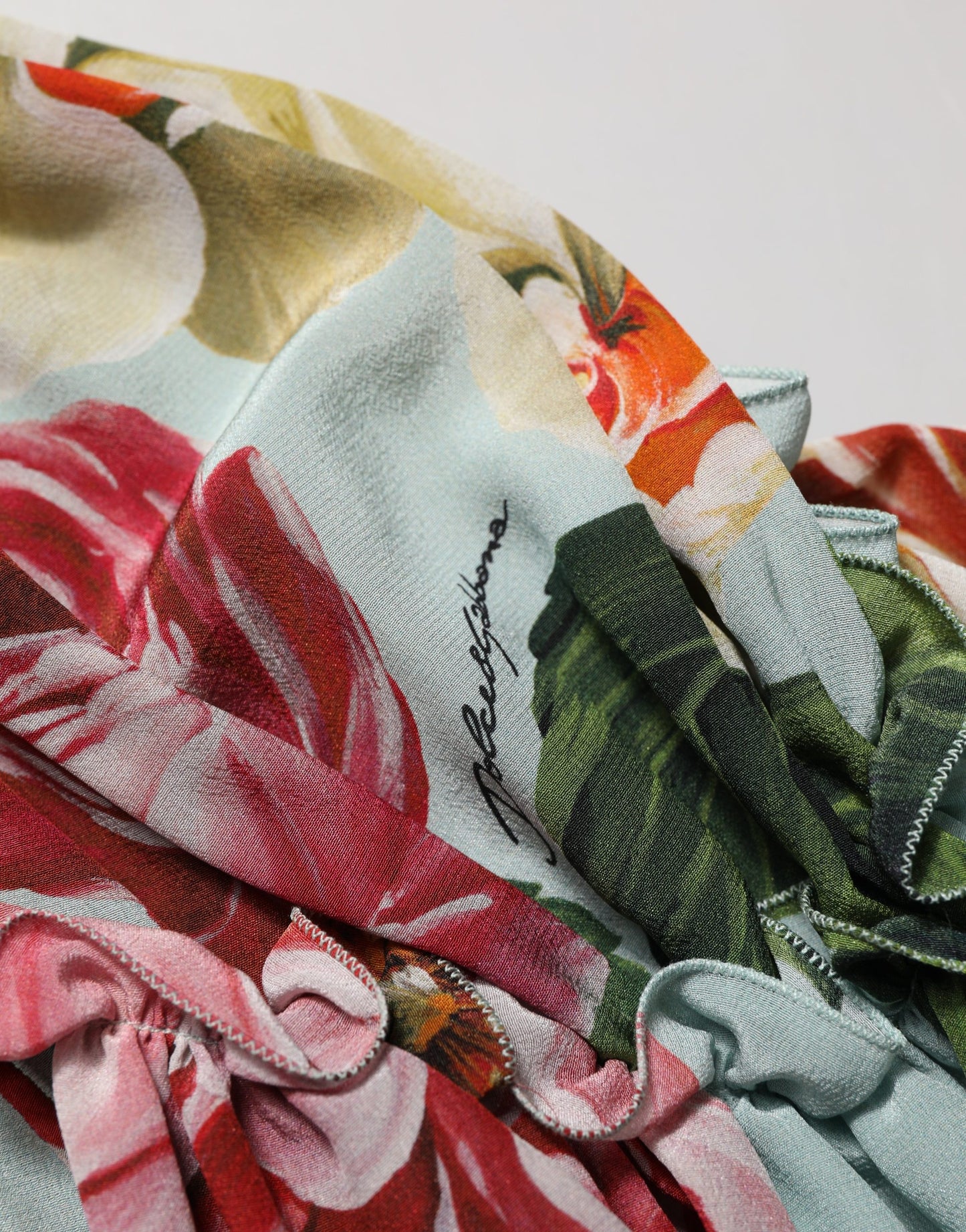 Haut court en soie à imprimé floral multicolore Dolce & Gabbana