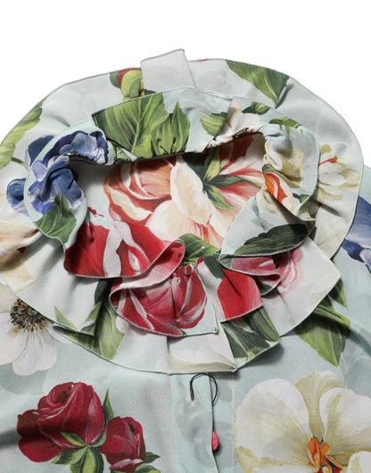 Haut court en soie à imprimé floral multicolore Dolce & Gabbana