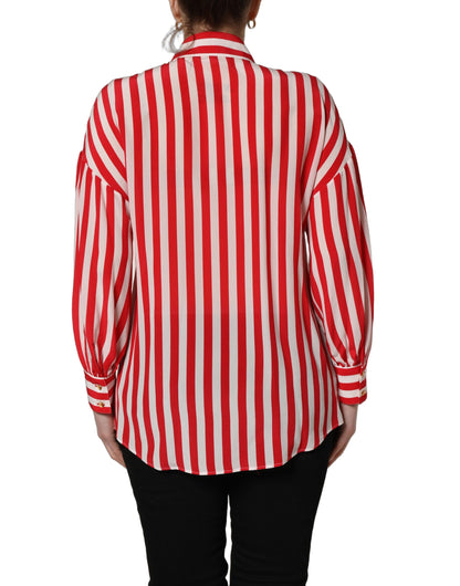 Blusa de seda de manga larga a rayas rojas y blancas Dolce & Gabbana