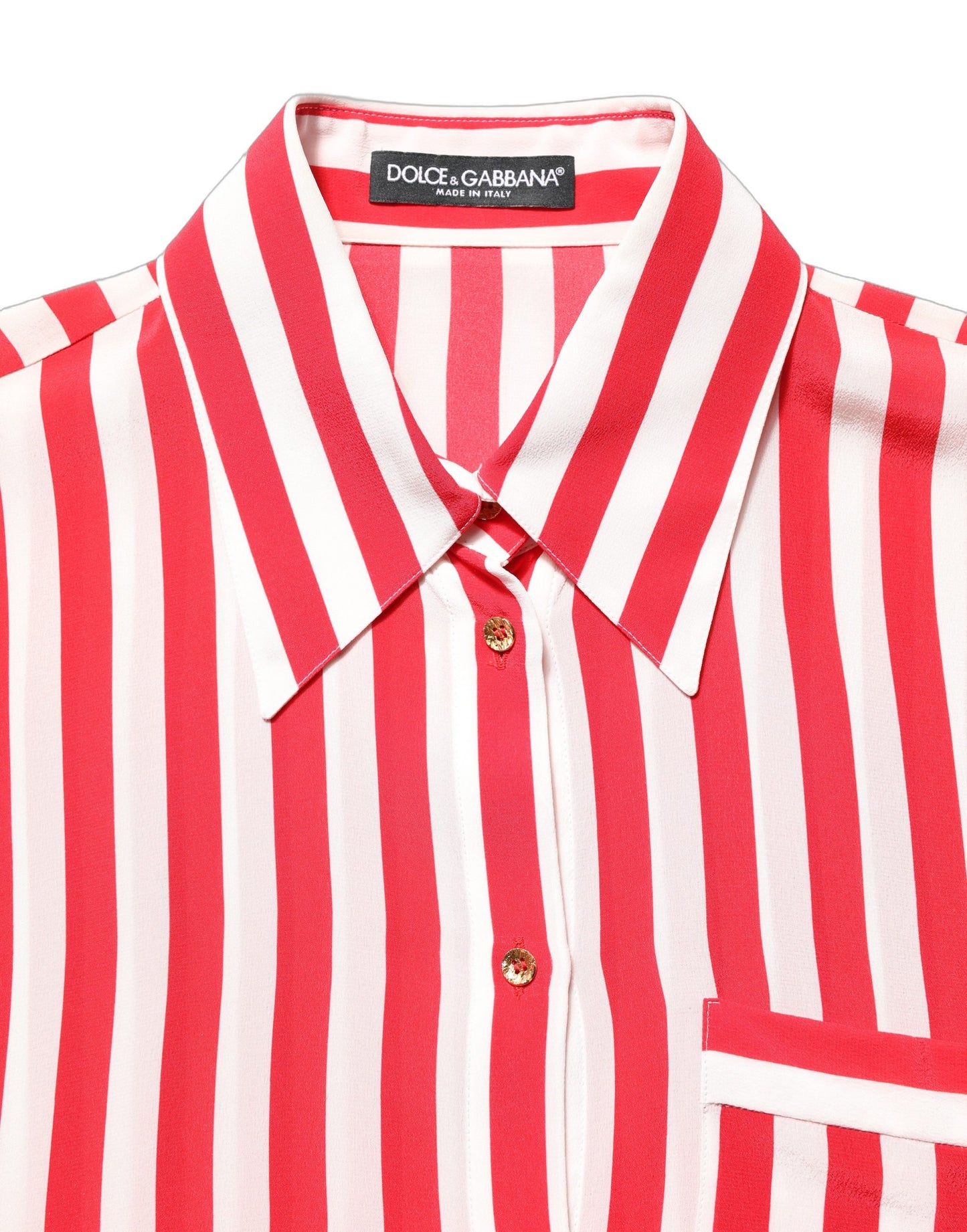 Blusa de seda de manga larga a rayas rojas y blancas Dolce & Gabbana