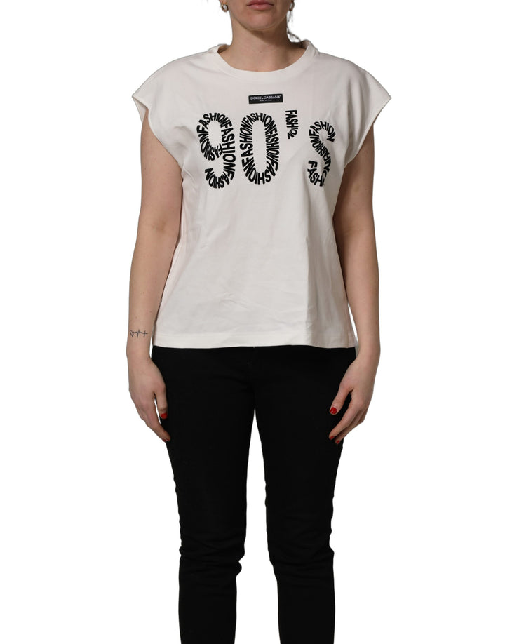 Camiseta sin mangas gráfica de algodón blanco Dolce & Gabbana