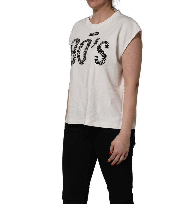 Camiseta sin mangas gráfica de algodón blanco Dolce & Gabbana